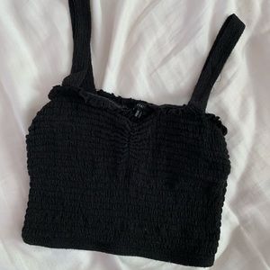 Black, scrunched cropped tank top.